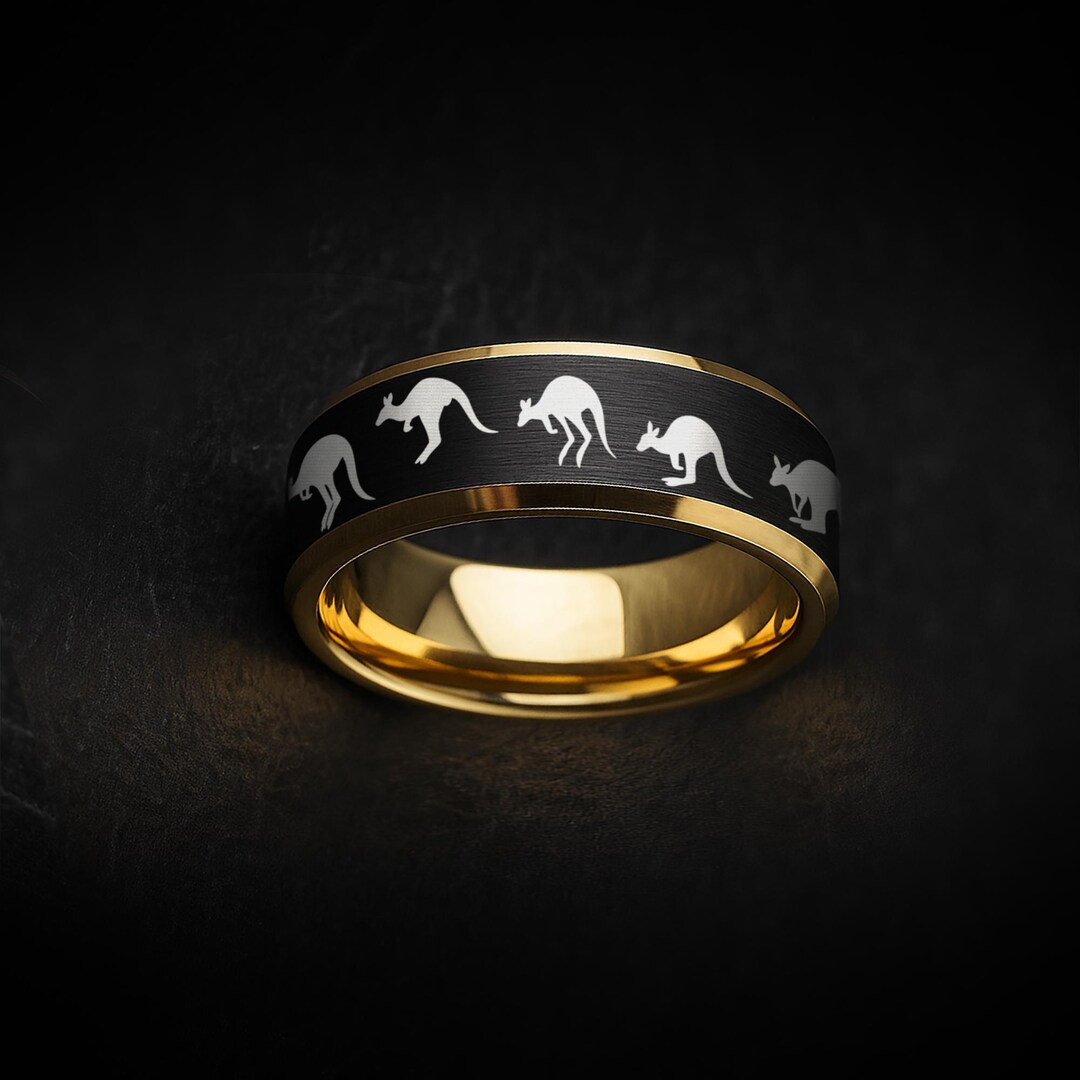 Kangaroo Led Rings Engraved Kangaroo Ring, Kangaroo Promise Ring, Australian Wildlife Ring ...