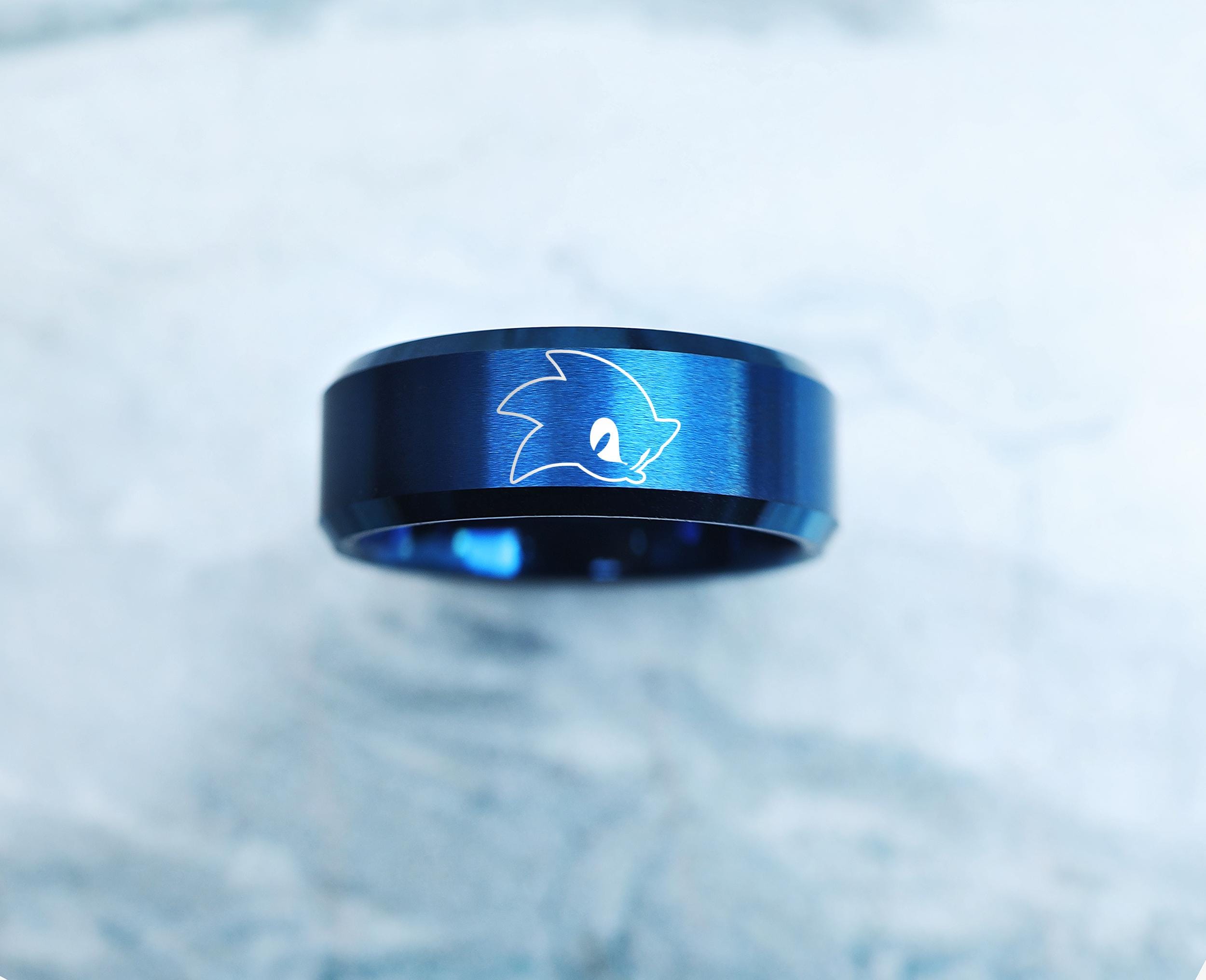 ラスト1点のみ！IU OFFICIAL SONIC RING 11号 Blue Tungsten Ring: Sonic the Hedgehog Engraved Ring - 8mm - Etsy