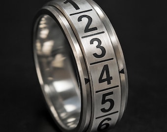 D20 Dice Ring – Numbered Spinner Ring for Gamers, D20 Spinner Ring with Rotating Design - 8mm Wide
