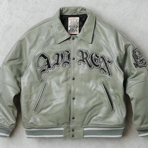 Palace x Avirex New York Leather Jacket Genuine Cowhide Embroidered Streetwear Fashion Jacket Palace London Tokyo Avirex Jacket Gift for Him image 2