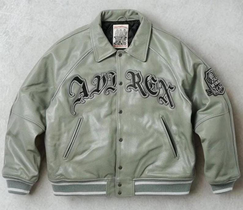 Palace x Avirex New York Leather Jacket Genuine Cowhide Embroidered Streetwear Fashion Jacket Palace London Tokyo Avirex Jacket Gift for Him image 2