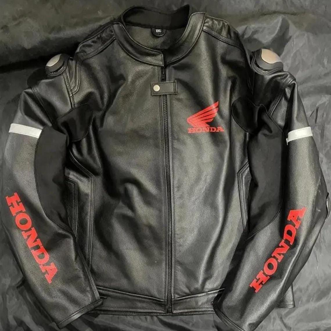 Honda Motorcycle Racing Leather Jacket Men's Motogp Riding Gear Real ...