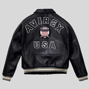 ス*ー様 AVIREX USA レザージャケット ボンバー AVIREX USA Iconレザージャケット 本物の牛革レザー ボンバー