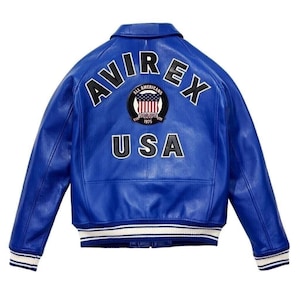 ス*ー様 AVIREX USA レザージャケット ボンバー RARE 90s Vintage Avirex Leather Bomber Jacket White Eagle Logo