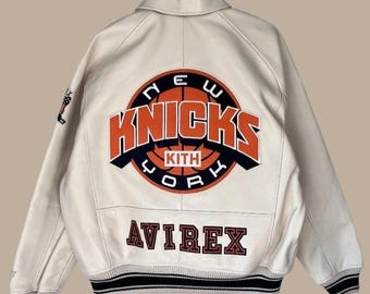 メンズ ホワイト アビレックス レザージャケット ハンドメイド 本牛革 アビレックス バイカー レーシングジャケット KNICKS KITH ファッションジャケット ストリートウェア 男性へのギフト