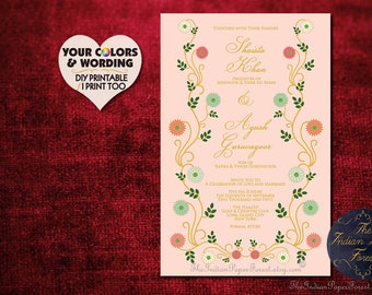 Indian Wedding Invitation Pdf Rustic Rangoli Boho Modern