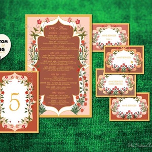 GARDEN OF PERSIA Table Numbers Indian Wedding Sign Signage Decor Setting Hindu Punjabi Arab Deposit Payment image 5