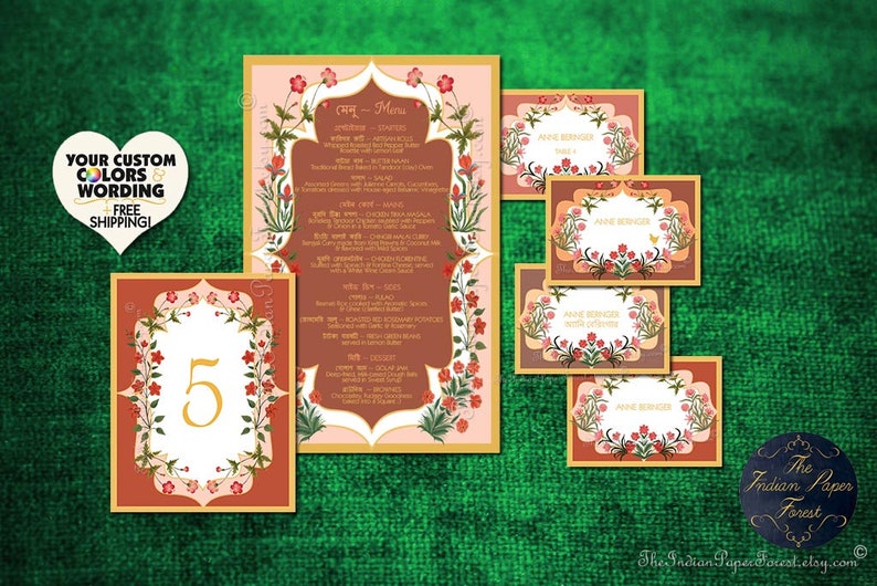 GARDEN OF PERSIA Table Numbers Indian Wedding Sign Signage Decor Setting Hindu Punjabi Arab Deposit Payment image 5