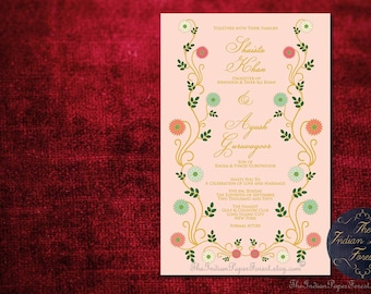 DIY Printable / Prints INDIAN SUMMER Wedding Invitation Set Card Gold Foil Hindu Tamil Punjabi Sikh Muslim South Asian Gujarati Kannada Jain