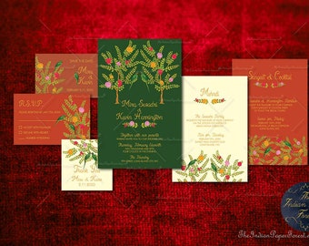 PARROTS ORCHARD DIY Printable / Prints Luxury Indian Wedding Invitation Set Card Gold Foil Hindu Tamil Punjabi Muslim Sindhi South Asian New