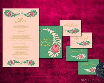 ROYAL PEACOCK Wedding Menu DIY Printable / Printed Card Table Sign Signage Decor Setting South Indian Asian Pakistani Unique New 2023