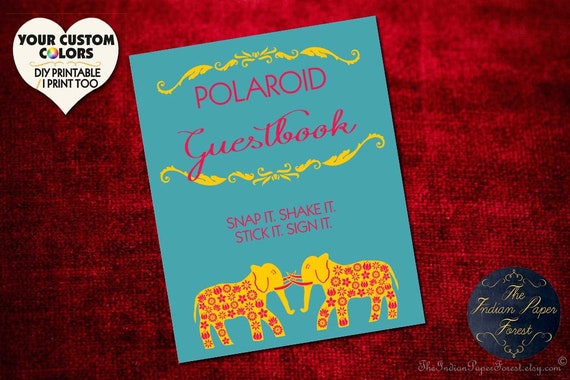 Polaroid Guestbook Indian Wedding Sign Diy Decor Grand Etsy