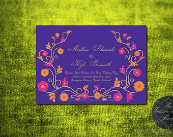 INDIAN SUMMER Engagement Invitation DIY Printable / Printed Indian Wedding Asian Garden Floral Colorful Unique Modern Elegant Classic Us Eu