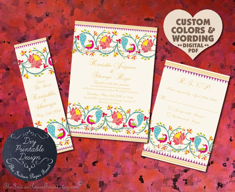 Indian Wedding Invitation Suite Design Pdf Template Diy Etsy