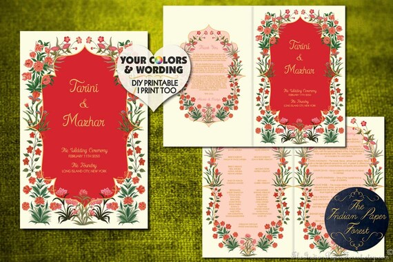 Garden Of Persia Indian Wedding Program Hindu Wedding Program Etsy