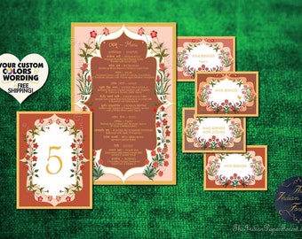 DIY Printable Design / Printed GARDEN Of PERSIA Any Color / Luxe Foil Menu Table Sign Signage Decor Setting Indian South Asian Arab Arabic