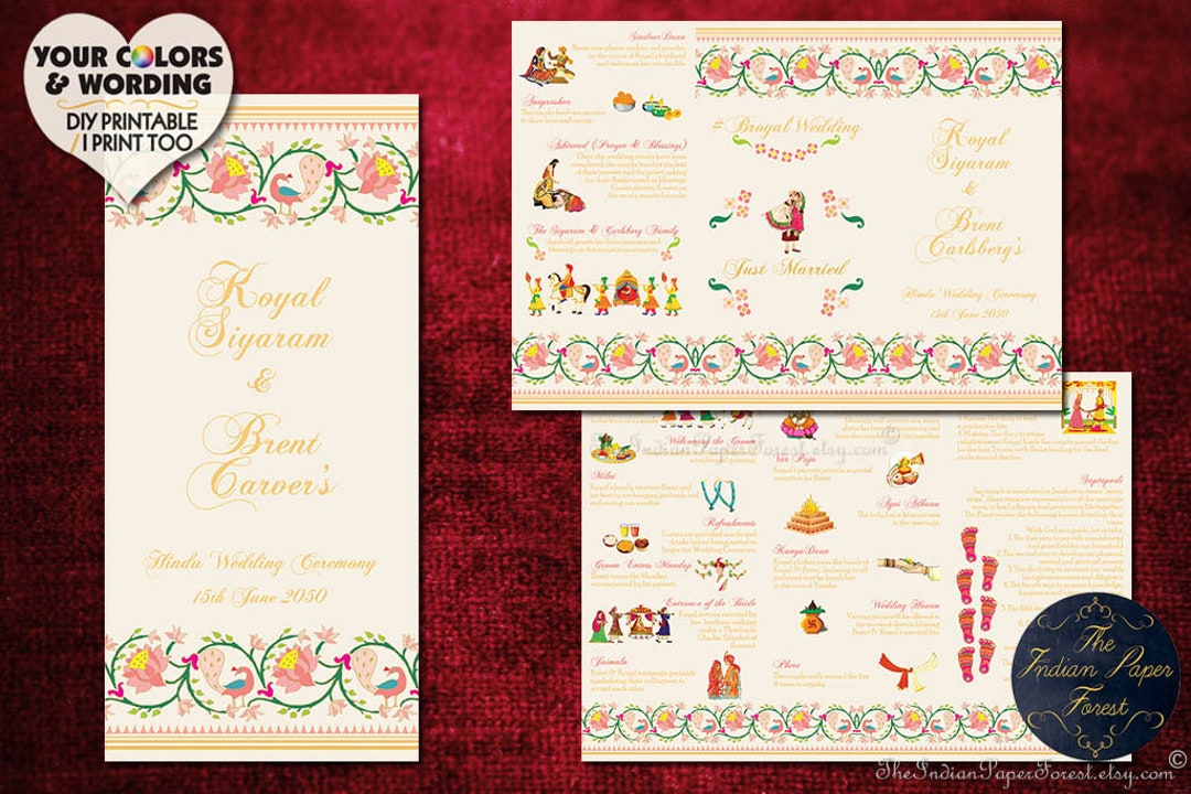 Illustrated Indian Wedding Ceremony Program DIY Printable / - Etsy