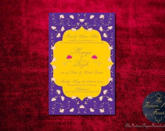 South Indian Wedding Invitation Set DIY Printable / Printed LOTUS POND Any Color / Foil Card Hindu Tamil Punjabi Sikh Muslim Asian Sindhi Us