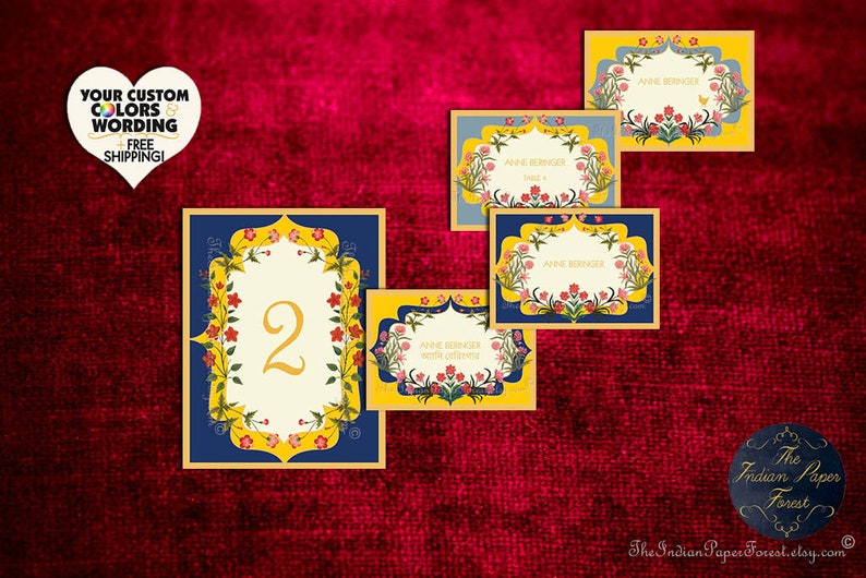 GARDEN OF PERSIA Table Numbers Indian Wedding Sign Signage Decor Setting Hindu Punjabi Arab Deposit Payment image 1