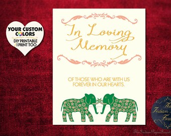 Indian Wedding Sign In Loving Memory GRAND ELEPHANTS Remembrance Welcome Signage Mehndi Sangeet Reception Haldi Maiyan Ceremony South Asian