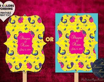 PAITHANI Lotus Peacock Indian Program Fan DIY Printable / Printed Asian Destination Wedding Ceremony Weekend Itinerary Order of Day Event US