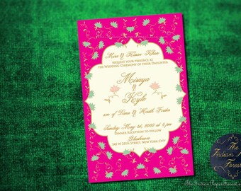 LOTUS POND Custom Indian Wedding Anniversary Invitation DIY Printable / Printed South Asian Bridal Shower Couple Engagement Party Elegant Us