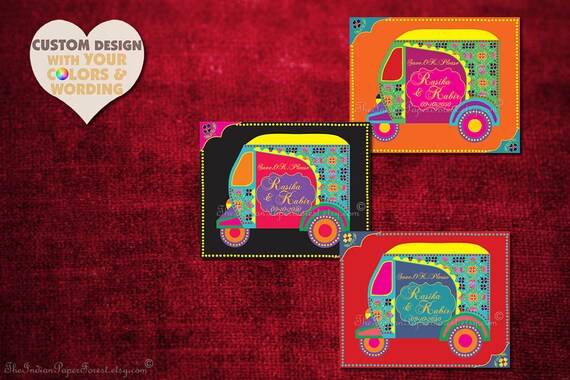 Auto Rickshaw Indian Wedding Save The Date Card Indian Save Etsy