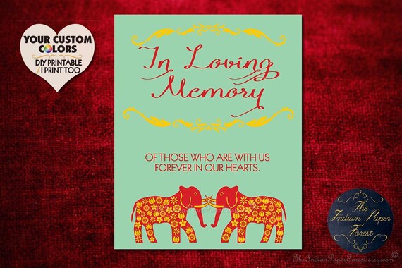 Grand Elephant Indian Wedding Sign Memorial Table Decor Memory Etsy