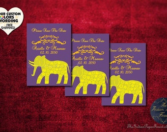 GRAND ELEPHANTS Indian Save The Date Card DIY Printable / Printed Wedding Invitation Set Any Color / Foil Traditional South Indian Asian Us