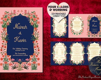 Indian Wedding Program GARDEN Of PERSIA DIY Printable / Printed Ceremony Any Color / Foil South Tamil Hindu Gujarati Sikh Punjabi Sindhi Usa