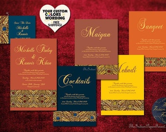 DIY Printable / Prints Luxury ZOYA Indian Wedding Invitation Set Card Gold Foil Hindu Tamil Punjabi Muslim South Asian Bangladeshi Pakistani