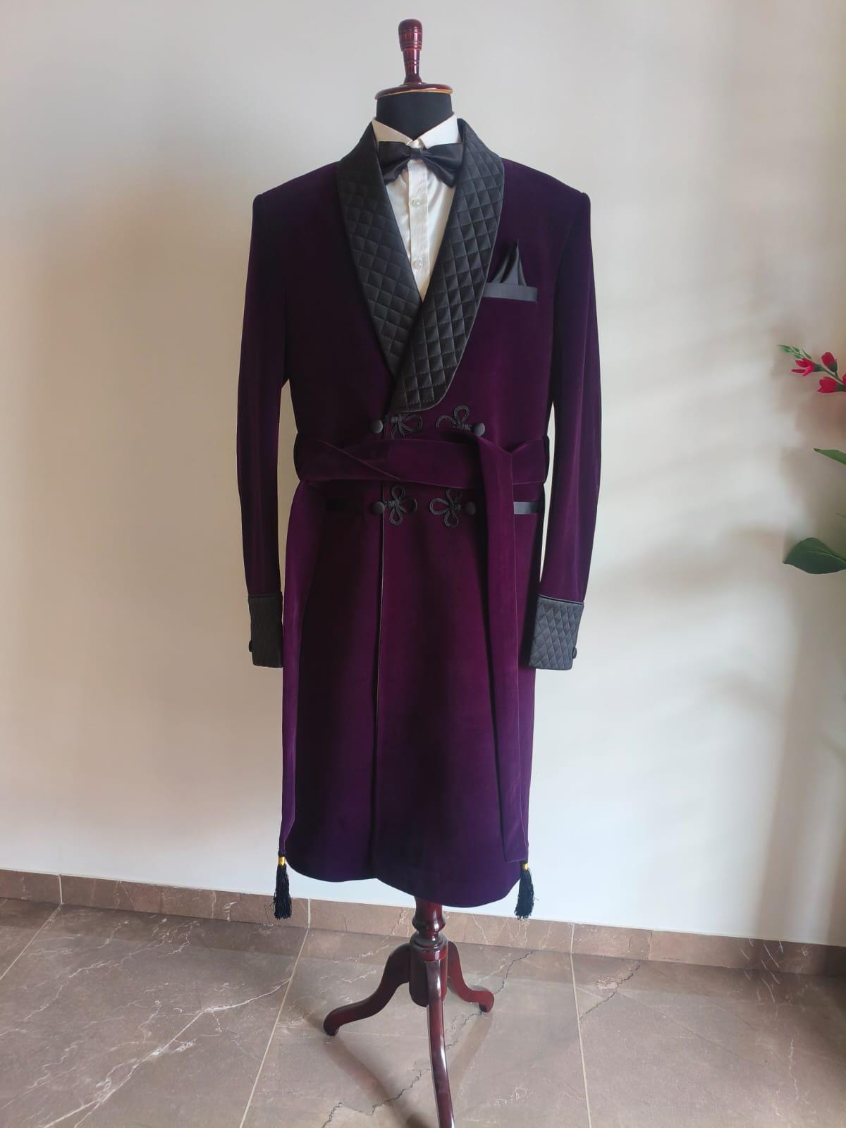 purple mens dressing gown BadRhino Big & Tall Purple Textured Dressing Gown