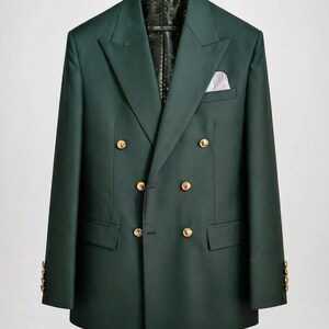 Abito da uomo doppiopetto verde 2 pezzi, abito formale da lavoro