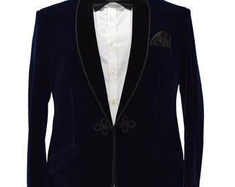Men's Navy Blue Velvet Tuxedo Jacket Celebrity Style Coat