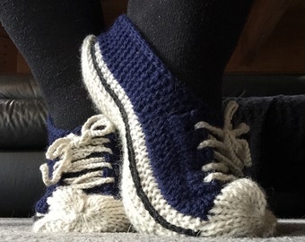 Converse Style Sneaker Slippers - Knitting Pattern