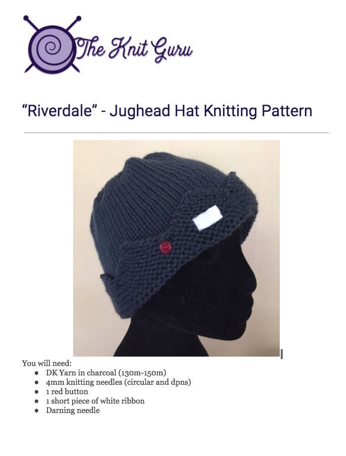 Jughead Jones Crown Hat Knitting Pattern Etsy UK