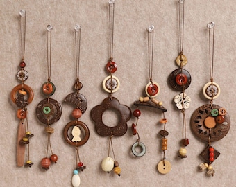 Multi-Typed Handcrafted Coconut Button Bag Charms,Bag Charm, Keyrings,Ceative Gift for Friends
