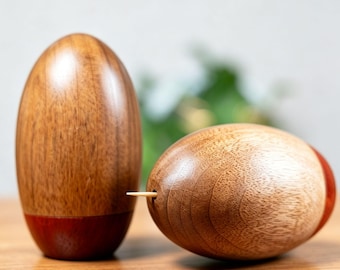 53x80mm Solid Wood Egg-Shaped Magnetic Toothpick Holder,Toothpick Storage Container,Desk Ornament,Housewarming Gift
