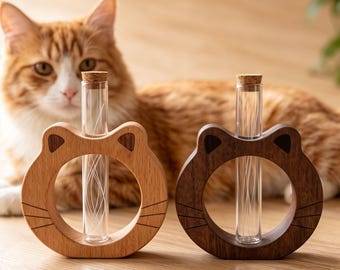 Wooden Cat Whisker Storage Box/Hairs Collector,Pet Memorial Keepsake Bottle,For Pets Owners