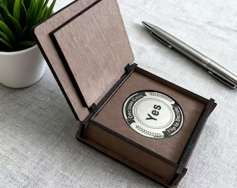 Decision Coin with Wooden Square Gift Box,Couples Date Night,Flip Coin,Argument Solver