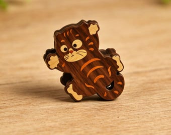 5x3x6.3cm Black Walnut Wood Cat-Shaped Clip,Desktop Decoration,Wooden Craft ,Creative Gift for Cats Lovers