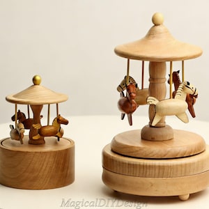 Personalisierte Karussell-förmige Nabelschnur / Haare / Zähne Andenken, Aufbewahrungsbox für neues Baby, Taufe Geschenk