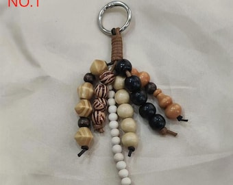 Hand-knitted Bodhi Seed Wooden Beads Bag Charm/Keychain,Lucky Gift for Friends,Healing Pendant