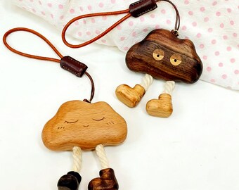 Hand-carved Wooden Cloud-Shaped Car/Bag Accessory,Healing Keychain/Pendant,Bag Charm,Gift for Friends