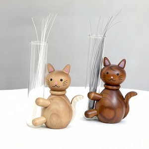 Wooden Cat-Shaped Whisker Collector, Pet Hair Storage Box Fridge Magnet,Pet Memorial Keepsake Bottle