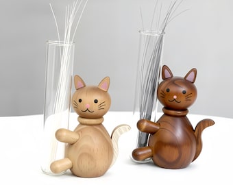 Wooden Cat-Shaped Whisker Collector, Pet Hair Storage Box Fridge Magnet,Pet Memorial Keepsake Bottle