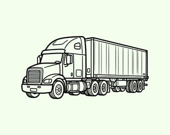 Semi vrachtwagen SVG PNG, oplegger vrachtwagen clipart, 18 Wheeler SVG, oplegger gesneden bestand, commerciële vrachtwagen Cricut ontwerp
