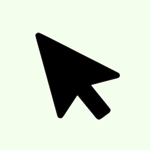 May include: A solid black computer cursor arrow pointing up and to the right, set against a pale green background. The arrow is a simple, graphic design element, commonly used to indicate selection or direction in digital interfaces.