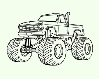 Monster Truck Svg Png: vet omtrek gesneden bestand voor Cricut