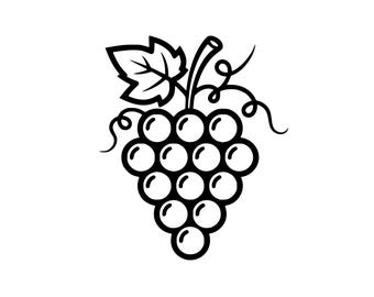 Druiven Svg en Png | Druiven omtrek clipart | Druiven, transparant png-bestand | Wijnstok-svg | Snijbestand fruitomtrek